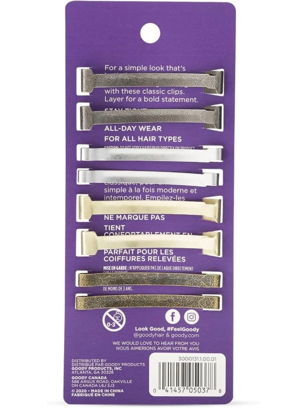 Versatile Non-Slip Hair Barrettes - 8 Assorted Metallic Clips for All Hair Types